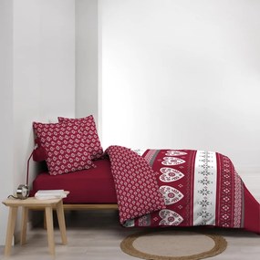 Piros kétszemélyes hosszabbított pamut ágyneműhuzat 240x220 cm Alpage – douceur d'intérieur