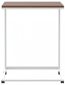 fehér szerelt fa kisasztal kerekekkel 55x35x70 cm