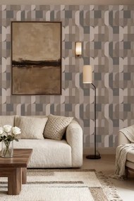 Esselle Home A La Mode Atton bézs-szürke geometrikus vlies tapéta – 100622EH