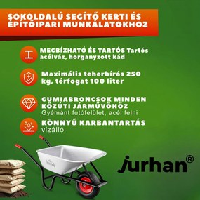 BARRY horganyzott talicska, max. kapacitás 100l/250kg, ezüst/fekete Gardebruk