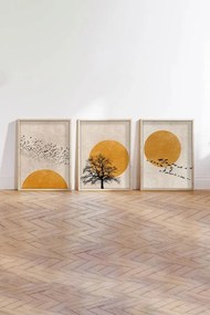 Huhu147 keretezett MDF falikép, 50 x 70 cm, 3 db-os szett