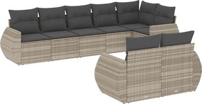 vidaXL 8 részes világosszürke polyrattan kerti ülőgarnitúra párnával