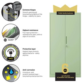 Irodai szekrény, 900 x 1850 x 400 mm, Fresh Style: pasztellzöld