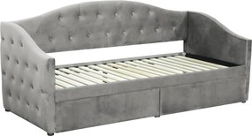 Ágy tárhellyel, 90x200, szürke Velvet szövet, ZASKA