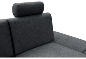 Ágyazható, kárpitozott L-alakú sarokülőgarnitúra tárolóval AVESTA, jobb oldali, antracit