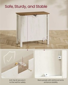 Tálalószekrény magasságban állítható polccal, 40 x 80 x 80 cm, fehér és mézbarna