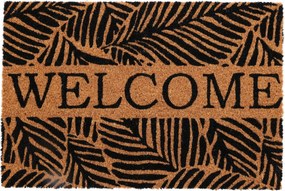 Lábtörlő Kókusz Téglalap Alakú Levél Mintás 59 x 39 cm Welcome Felirat