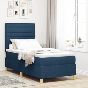 Box Spring Ágy Matraccal Kék 90x200 cm Szövet