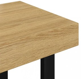 világosbarna és fekete MDF és vas dohányzóasztal 90x45x40 cm