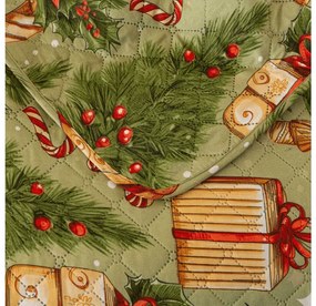 Ágytakaró mintával CHRISTMAS PRESENTS, zöld Méret: 220 x 240 cm