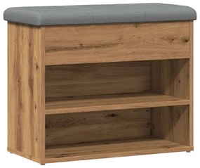 kézműves tölgy szerelt fa cipőtároló pad 62x32x50 cm