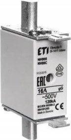 Teljesítménybiztosíték WT-00 16A gG/gL (azonnali) kicsi Kombi 500V Eti