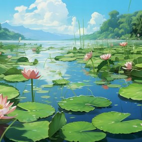 Poszter 100x100cm Idilli liliom tó