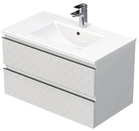 Fürdőszobaszekrény mosdóval SAT Cube Way 80x47,5x46 cm fehér matt CUBE3D802ZBMOD