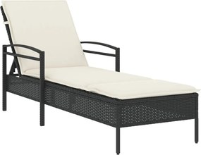 vidaXL fekete polyrattan napozóágy párnával 63x200x81 cm