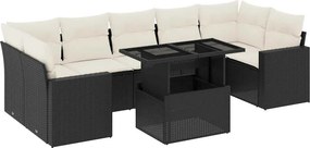 vidaXL 8 részes fekete polyrattan kerti ülőgarnitúra párnákkal