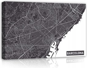 Vászonkép 60x40 Barcelona várostérkép minimalizmus fekete-fehér geometria utcák