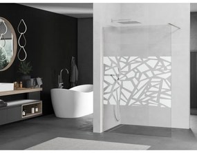Mexen Kioto, Walk-In zuhany paraván 140 x 200 cm, 8 mm átlátszó üveg fehér mintás, csiszolt acél profil, 800-140-101-97-85