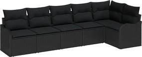 vidaXL Kerti Kanapé Szett tárolóval 6 pcs Fekete polirattan