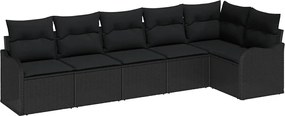 vidaXL Kerti Kanapé Szett tárolóval 6 pcs Fekete polirattan