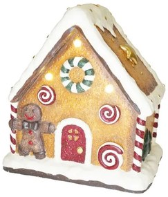 Kerámia nagy Mézeskalács ház LED-es glitteres karácsonyi figura dekoráció 40 cm