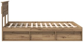 vidaXL Ágykeret matracmal Művészi tölgy 150 x 200 cm Tömör fenyőfa