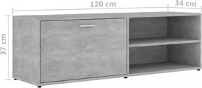 betonszürke szerelt fa TV-szekrény 120 x 34 x 37 cm