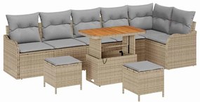 vidaXL Kerti Kanapé Szett párnával 9 pcs Beige és Világosszürke