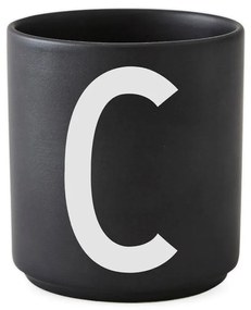 Alphabet C fekete porcelánbögre, 250 ml - Design Letters