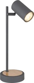 Globo 57910TG Asztali lámpa fém grafit, fém fa megjelenés, fém grafit, ø: 120mm, M: 350mm, kábelhossz 1500mm, fényforrás nélkül szállítva 1x GU10 LED 5W 230V