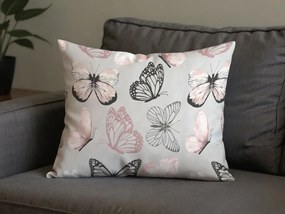2 darabos dekoratív mikroszálas párnahuzat készlet MY BUTTERFLY 50x70 cm, világosszürke