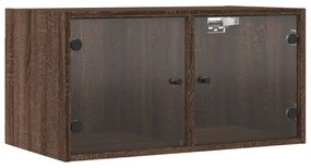 2 db barna tölgy színű faliszekrény üvegajtókkal 68,5x37x35 cm
