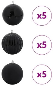 Karácsonyi Díszgömb Készlet 15 pcs Fekete