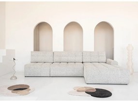 Bézs kinyitható tárolóhelyes moduláris sarokkanapé (jobb oldali) Lulu – Miuform