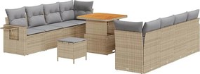 vidaXL Kerti Kanapé Szett párnával 11 pcs Bézs Poli rattan