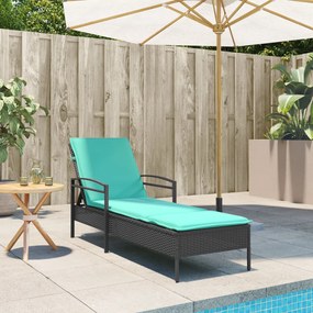 Napozóágy Párnával Fekete 63x200x81 cm Poli Rattan