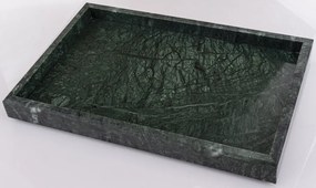 Márvány design sötétzöld szögletes szegélyes tálca 3x30x20cm