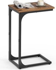 C alakú oldalasztal rusztikus barna és fekete színben