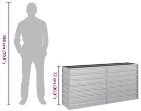 ezüstszínű horganyzott acél kerti magaságyás 160 x 40 x 77 cm