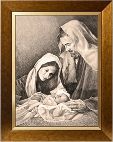 Szent Család Szakrális Vászonkép Arany Díszkeretben 30X40