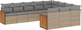 vidaXL 10 részes bézs polyrattan kerti ülőgarnitúra párnával
