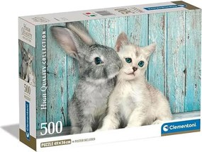 Állatos Cat & Bunny 500 db-os puzzle Compact Clementoni