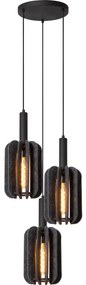 Lucide 45492/13/36 - Csillár zsinóron RAFAL 3xE27/40W/230V fekete/szürke