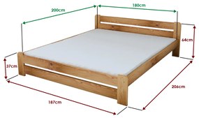 Laura ágy 180x200 cm, égerfa Ágyrács: Ágyrács nélkül, Matrac: Coco Maxi 19 cm matrac