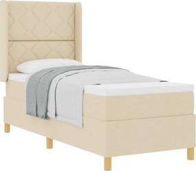 vidaXL Boxrugós ágy matracmal fejtámlával Krém 80 x 200 cm szövet