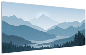 Kép - a hegyek grafikája (120x50 cm)
