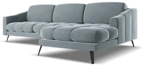 Világoskék bársony sarokkanapé (jobb oldali) Nalu – Makamii