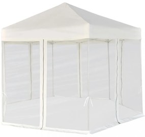 krémfehér hatszögletű felugró pavilon 6 oldalfallal 3,6 x 3,1 m