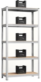 5-szintes acél polcrendszer, 2 db, ezüst