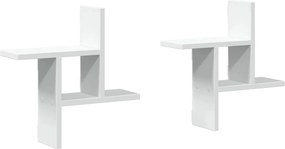 vidaXL 2 db fehér szerelt fa fali polc 38 x 12 x 38 cm